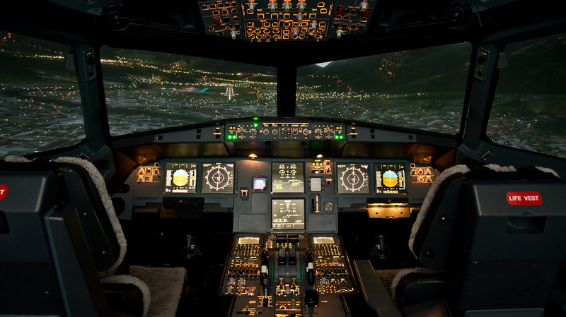 Image of the Cockpit of the MPS EASA Level 1 Approved A320 Simulator